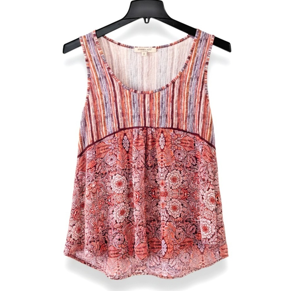 Living Doll Los Angeles Floral Striped Y2K Tank Top XL Pink Purple Red Orange